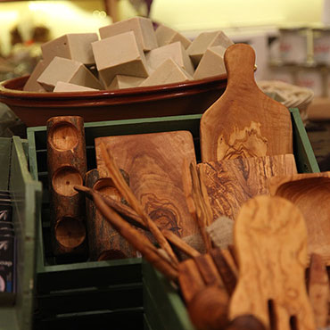 Objects of olive wood at Sifanto in Sifnos